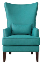 Avina Teal Fabric Wingback Accent Chair
