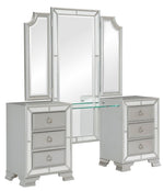 Avondale Silver Wood Vanity Table with Mirror