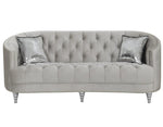 Avonlea Grey Velvet Sofa with Accent Pillows