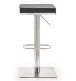 Bari Grey Vegan Leather/Steel Adjustable Bar Stool