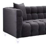 Bea Grey Velvet Sofa with Acrylic Legs (Oversized)