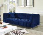 Bea Navy Velvet Sofa with Acrylic Legs (Oversized)