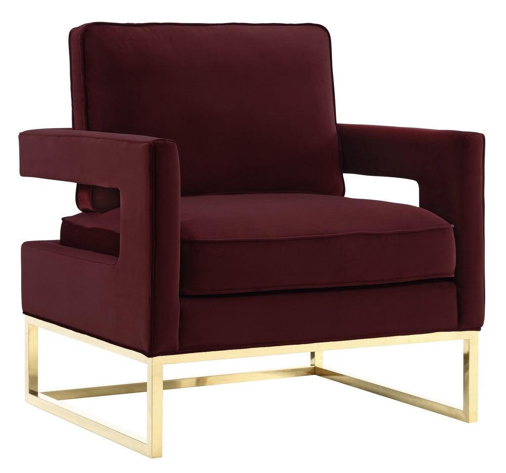 Avery Maroon Velvet Accent Chair