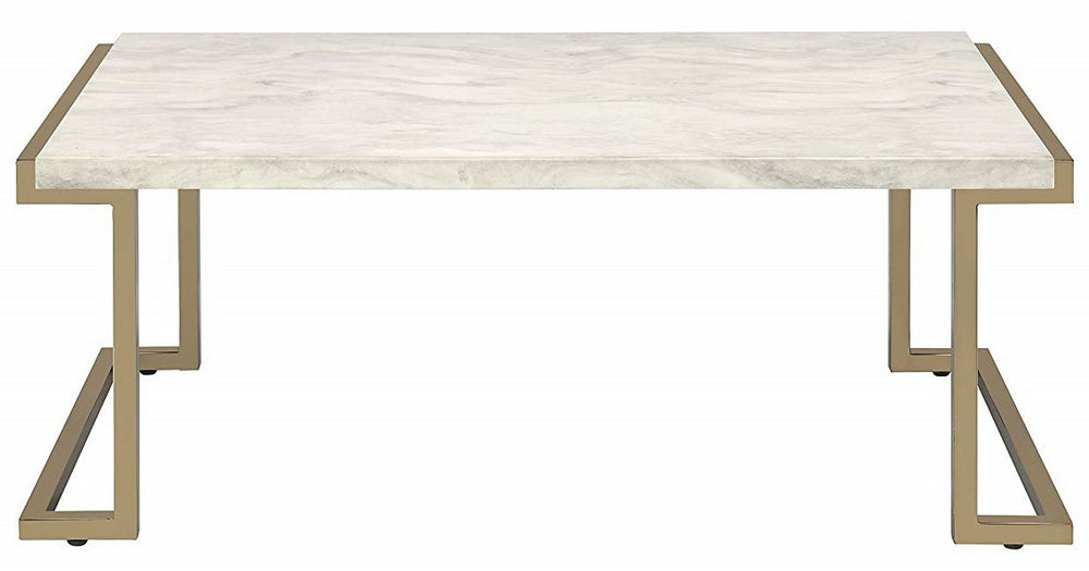 Boice II Faux Marble/Champagne Metal Coffee Table