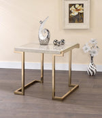 Boice II Faux Marble/Champagne Metal End Table