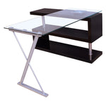 Buck Black High Gloss Wood/Clear Glass Swivel Office Desk