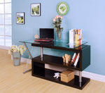 Buck Black High Gloss Wood/Clear Glass Swivel Office Desk