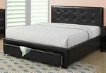 Carla 5-Pc Black Faux Leather/Wood Full Storage Bed Set