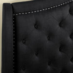 Carly Black Linen-Like Fabric King Bed