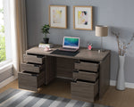 Carola Dark Taupe Wood Desk with Locking Drawers