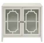 Charis White Wood Console Table with 2 Glass Doors