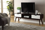 Christa Espresso/White Wood TV Stand with 2 Drawers