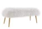 Churra White Sheepskin Seat Bench with Gold Legs