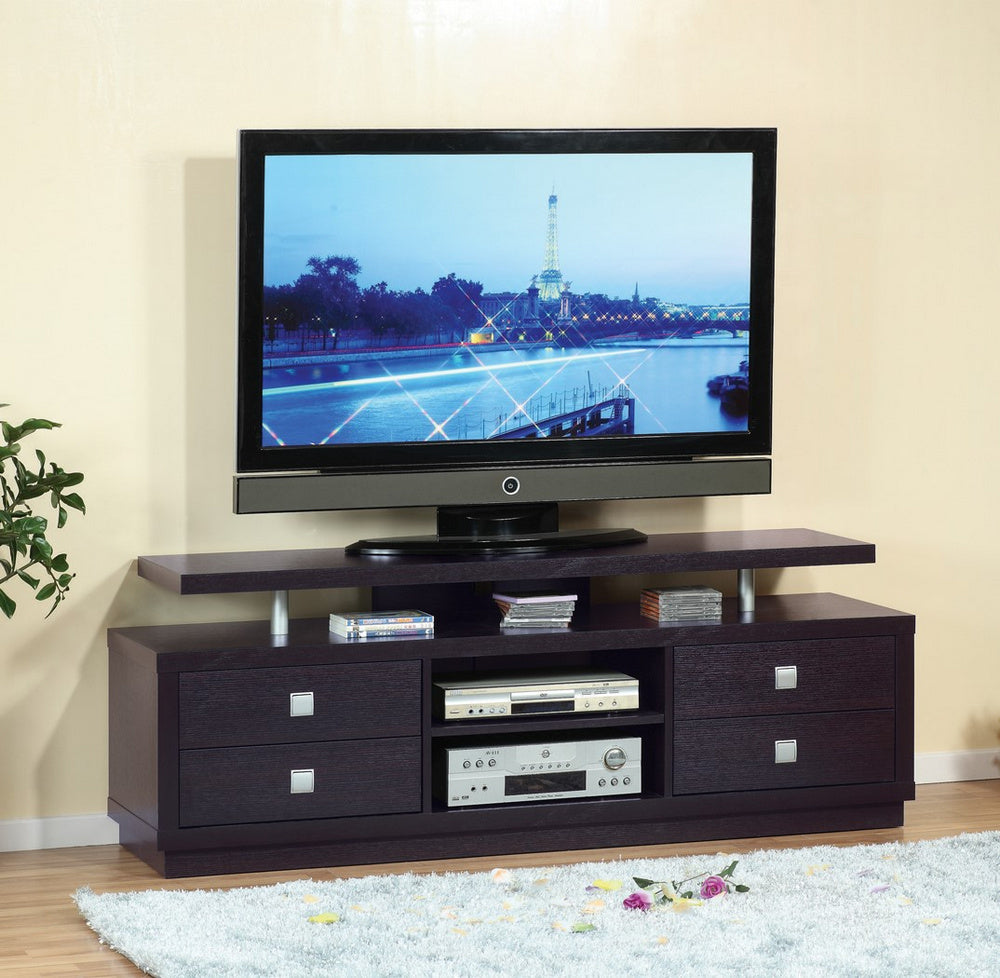Clotilde Red Cocoa Wood TV Stand with 4 Drawers