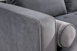 Como 2-Pc Grey Velvet RAF Sectional Sofa