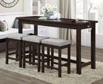 Connected 4-Pc Espresso Wood Counter Height Table Set