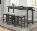 Connected 4-Pc Gray Wood Counter Height Table Set