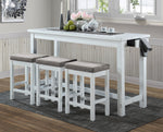 Connected 4-Pc White Wood Counter Height Table Set