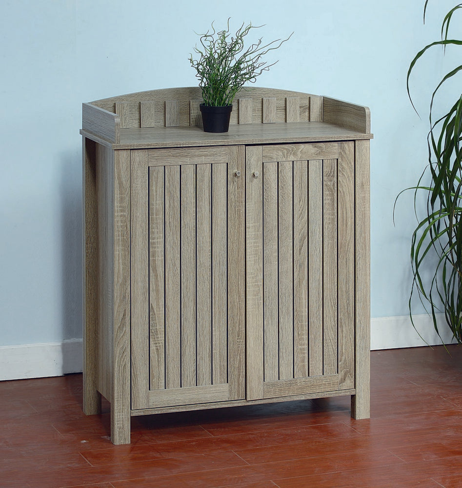 Cornelia Dark Taupe Wood Shoe Cabinet with 4 Shelves