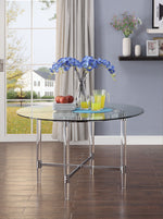 Daire Clear Tempered Glass/Acryl Round Dining Table