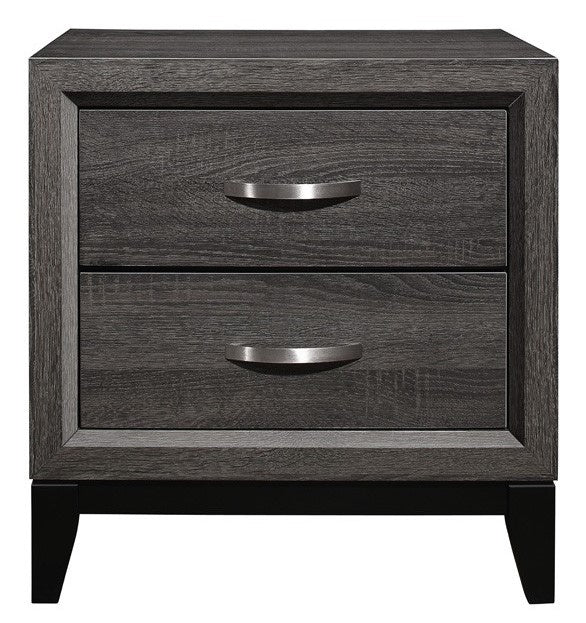 Davi Gray Wood 2-Drawer Nightstand