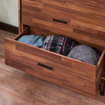 Deoss Walnut Finish Wood Chest with 5 Drawers