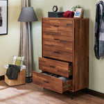 Deoss Walnut Finish Wood Chest with 5 Drawers