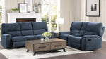 Dickinson Indigo Chenille Fabric Manual Recliner Sofa