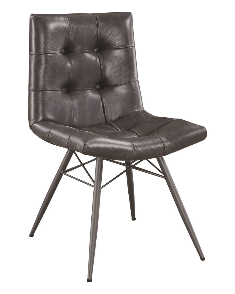 Dittnar 4 Grey Leatherette/Gunmetal Side Chairs