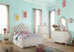 Edalene Pearl White Pine Wood Full Bed with Trundle