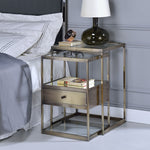 Enca 2-Pc Antique Brass Metal/Clear Glass Nesting Table Set