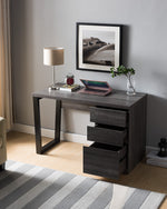 Ester Grey Wood 3-Drawer Desk