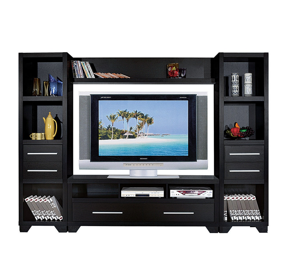 Eulalia 4-Pc Black Wood Entertainment Center