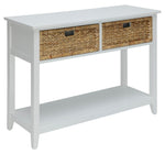 Flavius White Wood Console Table with 2 Baskets