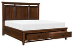 Frazier Park Brown Cherry Wood King Bed with Storage