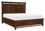 Frazier Park Brown Cherry Wood Queen Bed with Storage