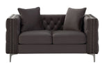 Gillian II Dark Gray Velvet Button Tufted Loveseat