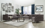 Gillian II Dark Gray Velvet Button Tufted Loveseat