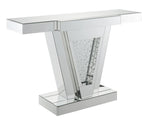 Nysa Mirrored Console Table with Trapezoid Pedestal Base