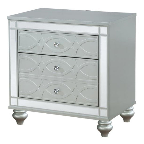 Gunnison Silver Metallic Wood 2-Drawer Nightstand