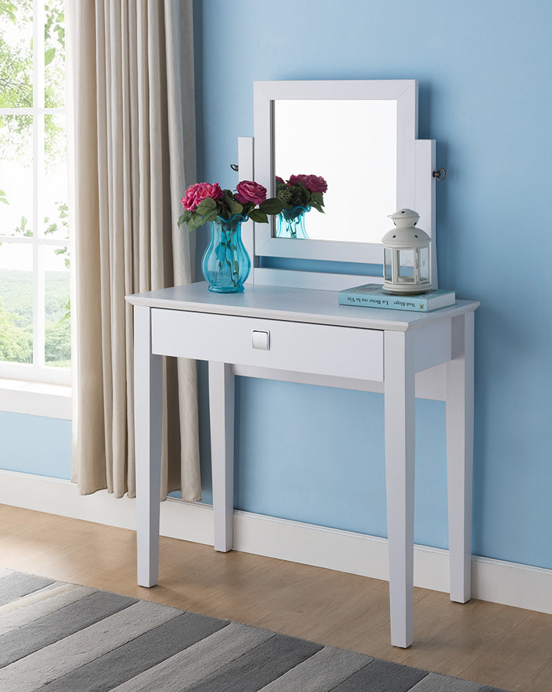 Ida White Wood Vanity with Adjustable Mirror