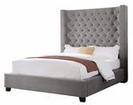 Jamie Grey Velvet Cal King Bed (Oversized)