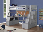 Jason II Gray Wood Twin Loft Bed with Chest & Storage Ladder