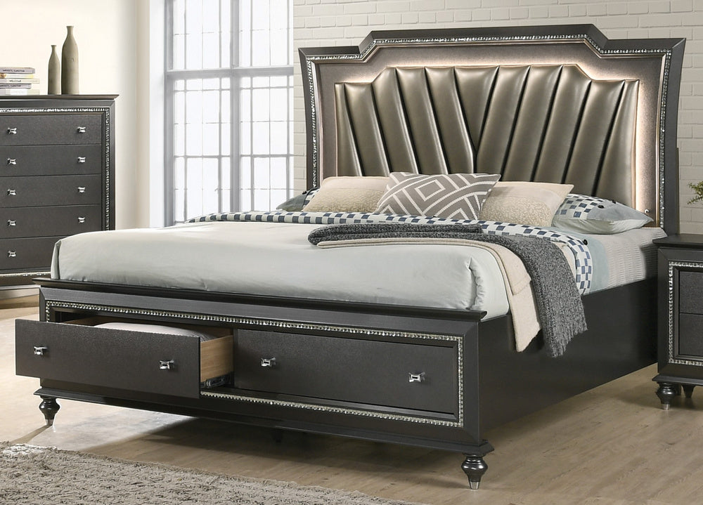 Kaitlyn Metallic Gray Wood Cal King Bed (Oversized)