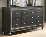 Kaitlyn Metallic Gray Wood Dresser with 9 Drawers