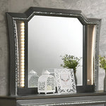 Kaitlyn Metallic Gray Wood Frame Dresser Mirror with LED