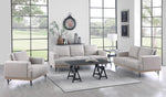 Kester Beige Fabric/Weathered White Wood Loveseat