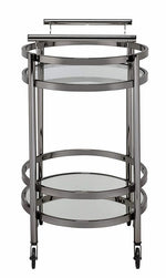 Lakelyn Black Nickel Metal/Clear Glass Oval Serving Cart