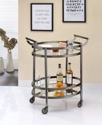 Lakelyn Black Nickel Metal/Clear Glass Oval Serving Cart