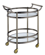 Lakelyn Brushed Bronze Metal/Clear Glass Oval Serving Cart